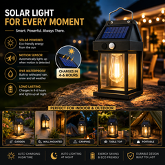 Solar Outdoor & Camping Light with Motion Sensor, Automatic Night Lighting & Waterproof Design