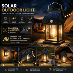 Solar Outdoor & Camping Light with Motion Sensor, Automatic Night Lighting & Waterproof Design